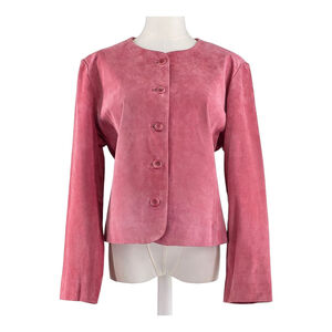 Modern Bohemia Pendleton Suede Leather Jacket Pink Petite L Soft Lined Button Up